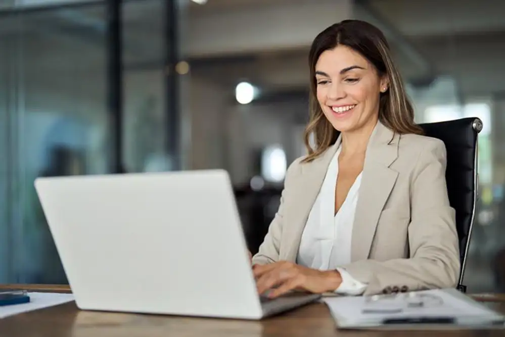 woman working on a computer
